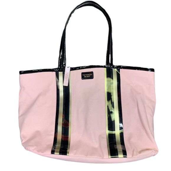 Victorias Secret Womens Shoulder Bag Handbag Tote Purse Pink Black - Picture 2 of 9